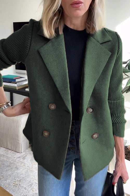 Freya - Elegant Knit-Sleeve Blazer