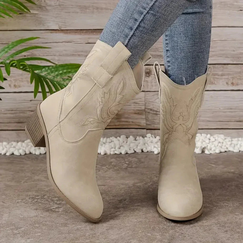 Chloe | Women’s Embroidered Western Ankle Boots