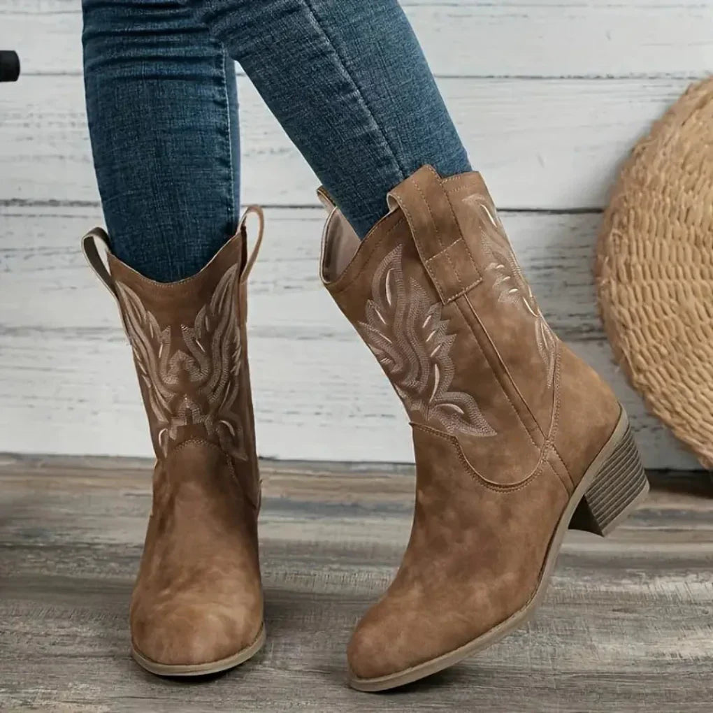 Chloe | Women’s Embroidered Western Ankle Boots
