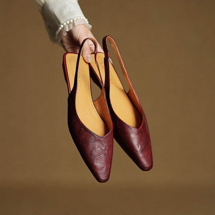 Aveline Genuine Leather Slingback Flats