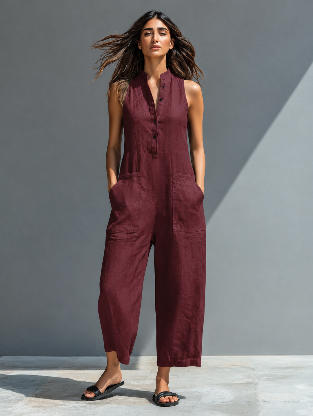 Naomi | Women's Sleeveless Wide Leg Jumpsuit