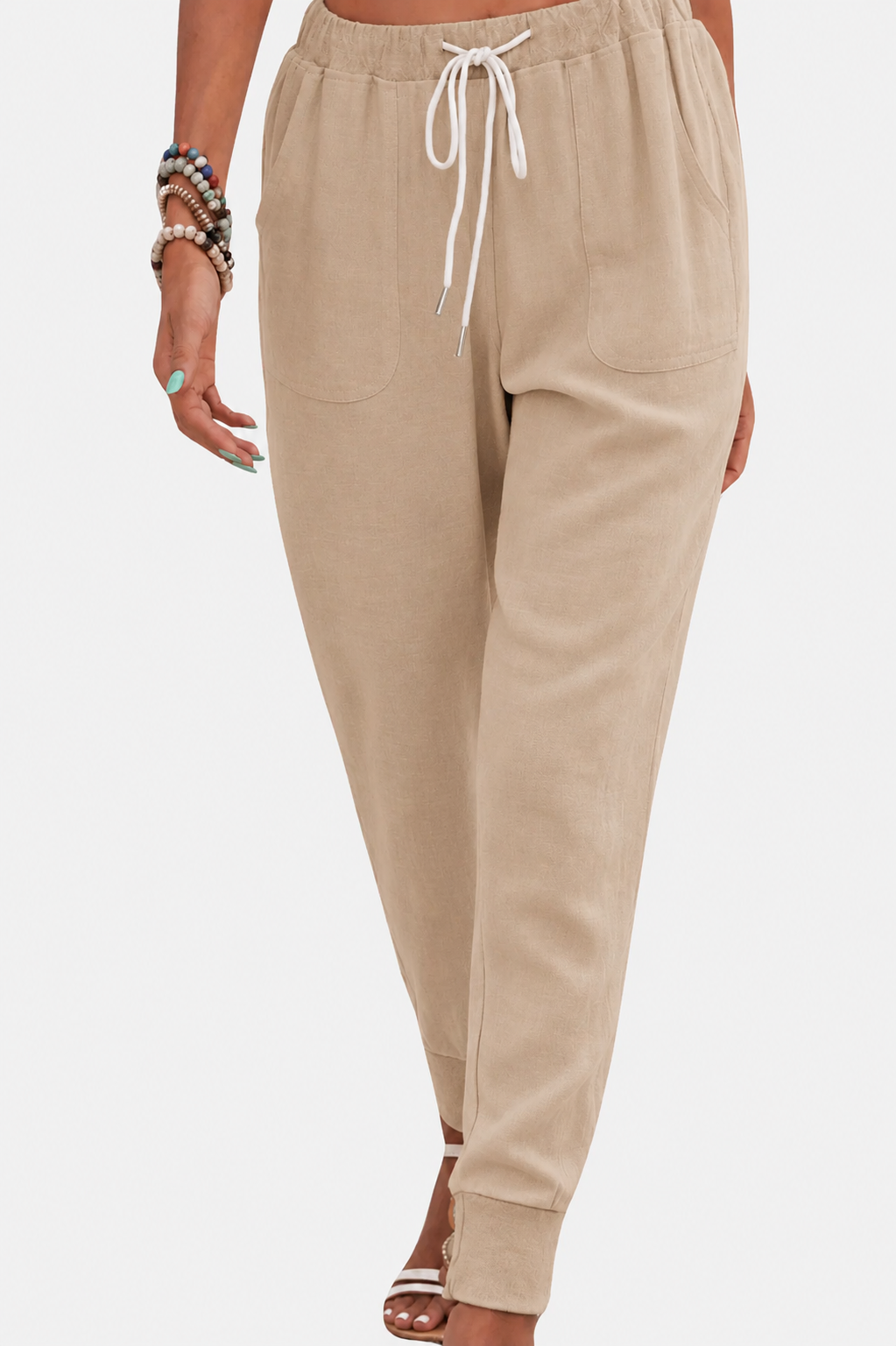 Tara | Women's Drawstring Jogger Pants with Elastic Ankle Cuffs