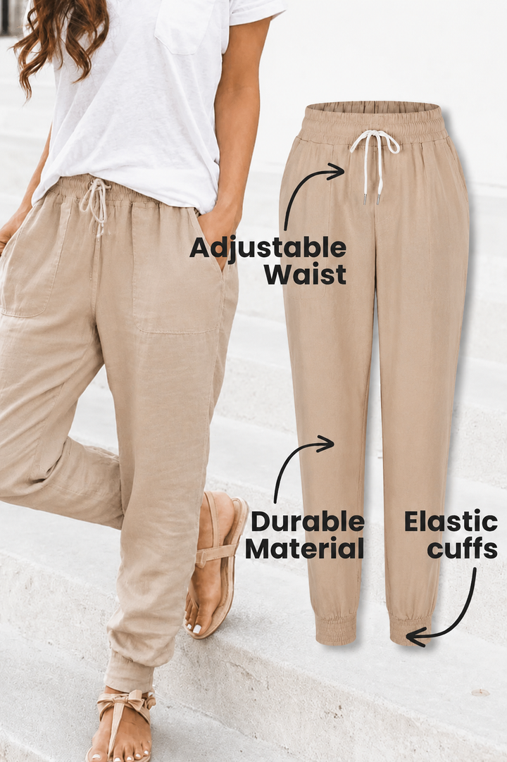 Tara | Women's Drawstring Jogger Pants with Elastic Ankle Cuffs