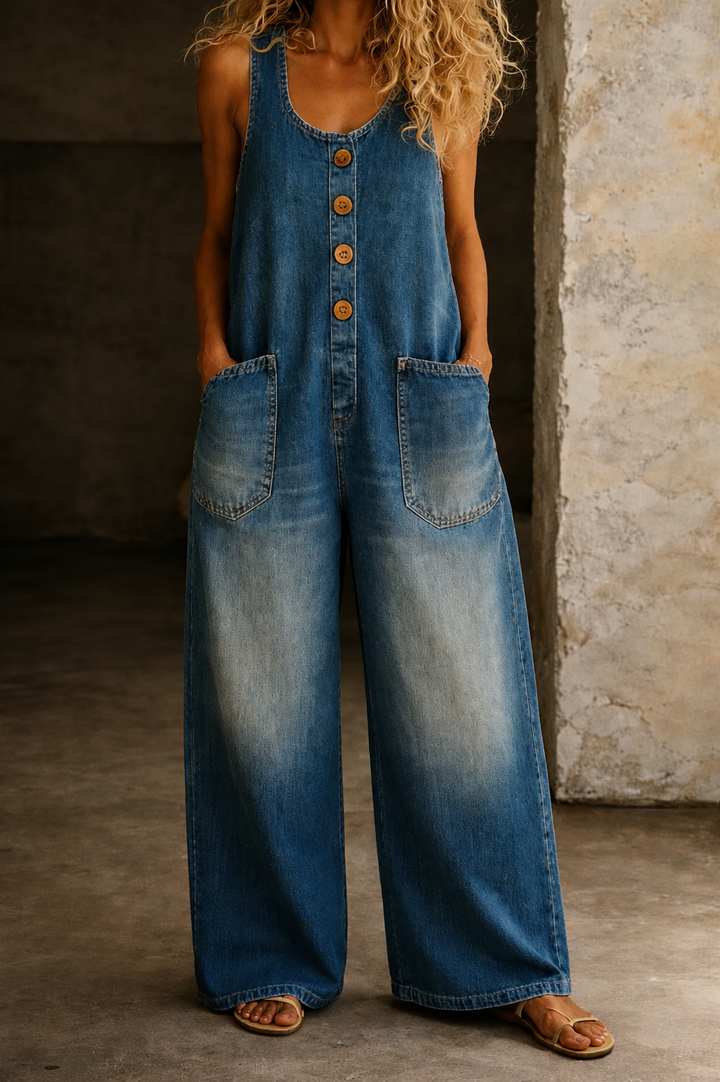 Remy | Women's Button Front Wide Leg Overalls
