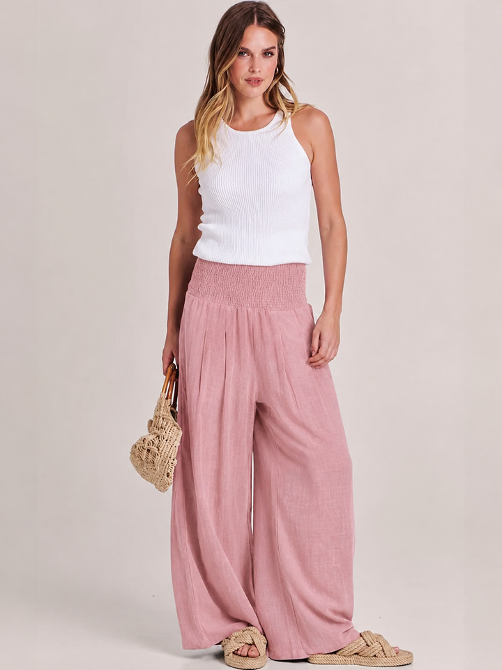 Dune | Women's High Waist Wide Leg Pants Smocked Waistband