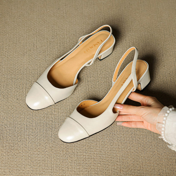 Chic Genuine Leather Slingback Heels