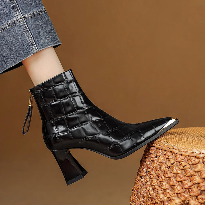 Marcella Croc Genuine Leather Boots