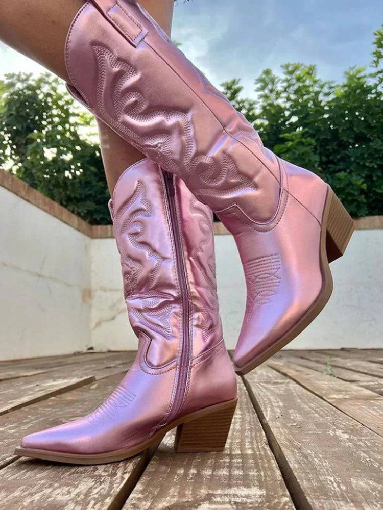 Clara | Women’s Shiny Western-Style Boots