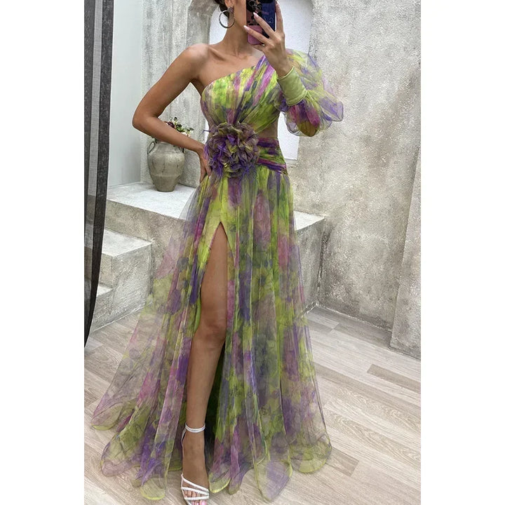Jenny | Elegant One-Shoulder Floral Gown