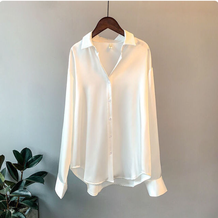 Olivia - Long Sleeved Luxe Satin Blouse