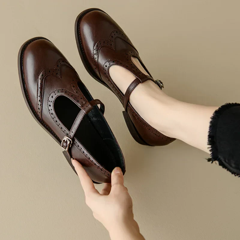 Margaret | Classic Women’s Leather T-Strap Shoes