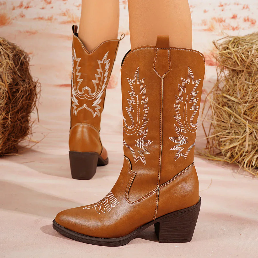Jenna | Women’s Leather Knee-High Boots with Heels