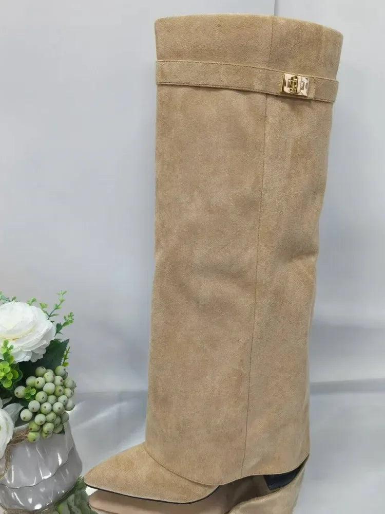 Maya | Women’s Leather Thigh-High Boots with Buckle