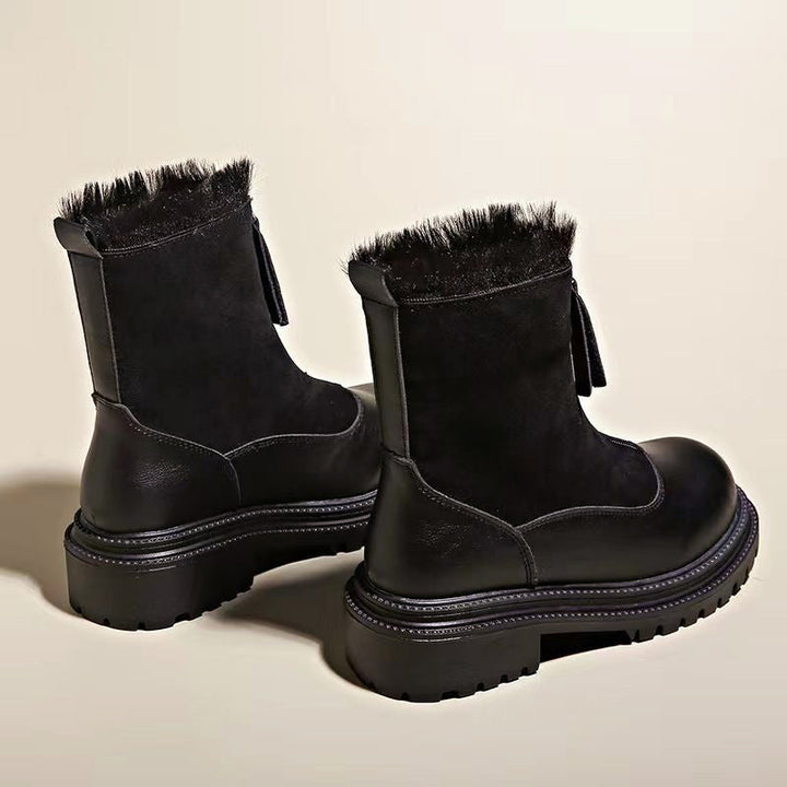 Women’s Ankle Boots with Mixed-Texture Leather Finish