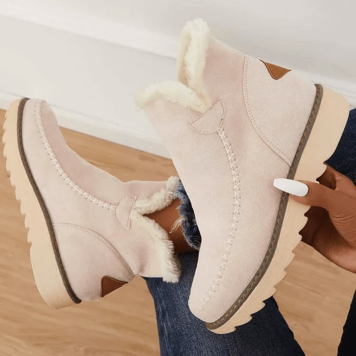 Women’s Cozy Mid-Ankle Suede Boots with Fleece Lining