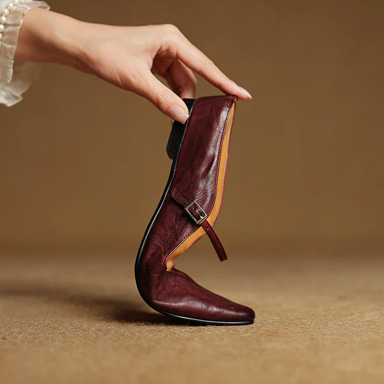 Women’s Genuine Leather Mules with Mary Jane Strap