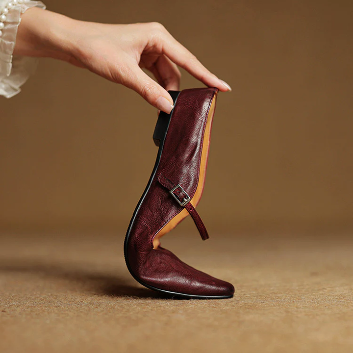 Women’s Genuine Leather Mules with Mary Jane Strap