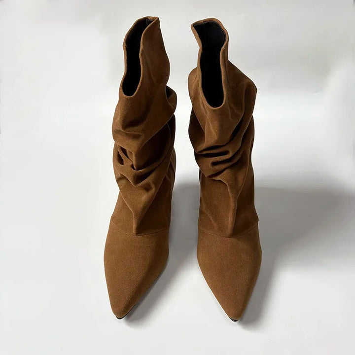 Women's Pointed Slouch Boots with Kitten Heel