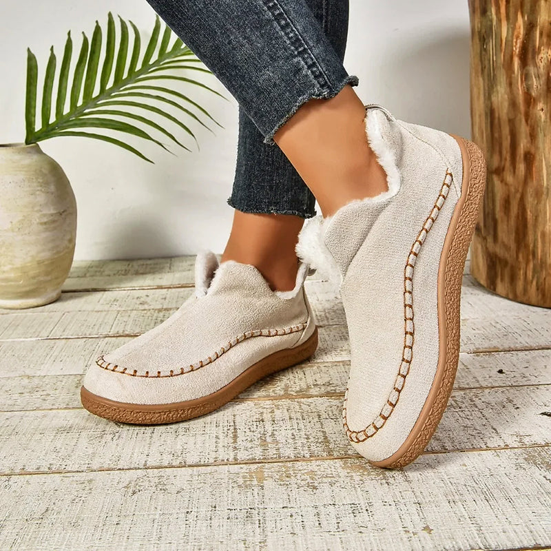 Women’s Slip-On Faux Suede Boots with Plush Lining