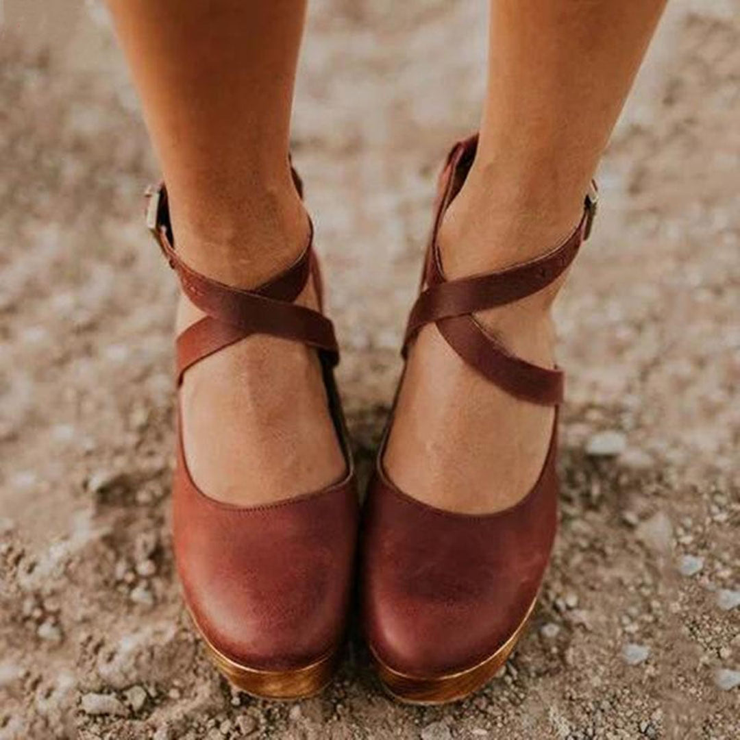 Ruby | Women’s Vintage Style Cross Strap Heels