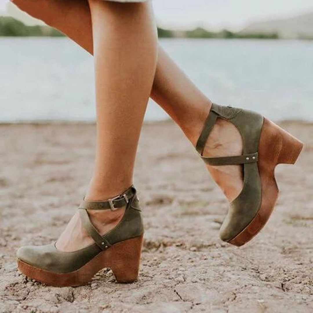 Ruby | Women’s Vintage Style Cross Strap Heels