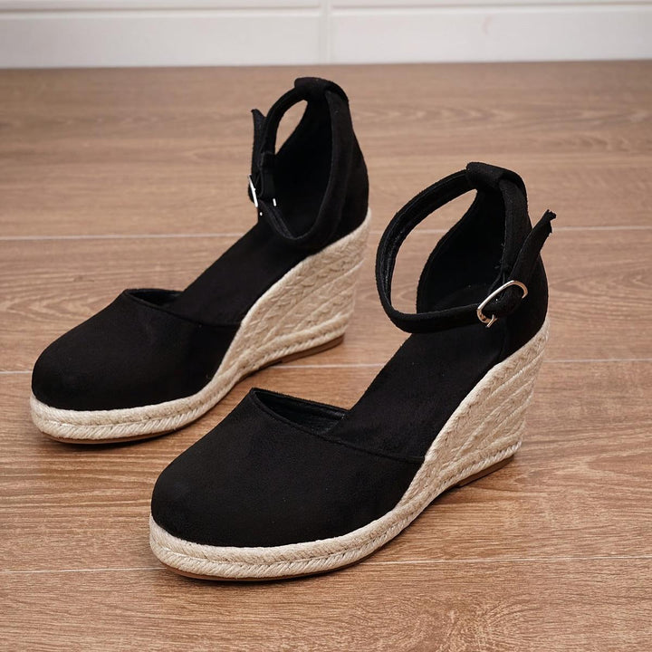 Samantha | Women’s Closed Toe Buckle Wedge Sandals