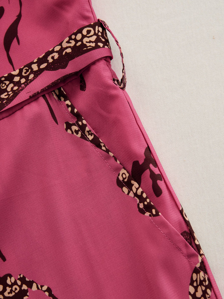 Allegra | Women's Leopard Print Long Sleeve Jumpsuit