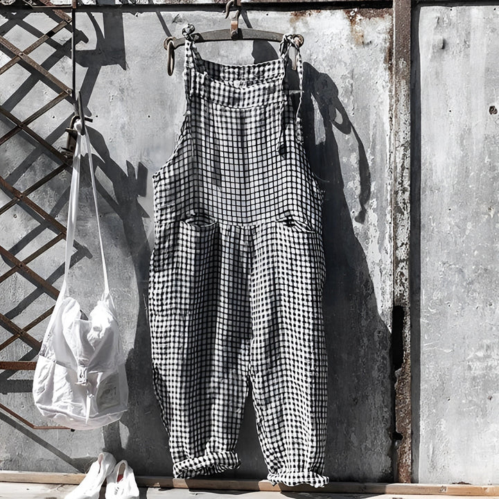 Darya | Women's Striped Bib Overalls with Pockets