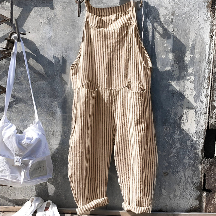 Darya | Women's Striped Bib Overalls with Pockets