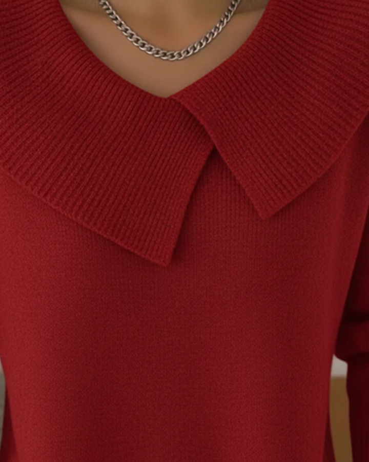 Solid Color Long Sleeve Baby Collar Sweater
