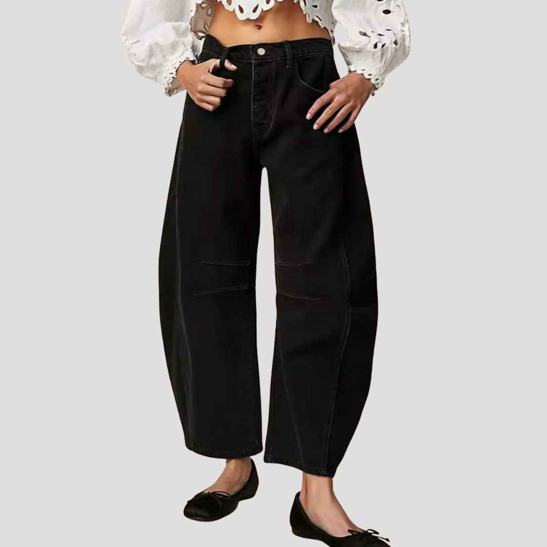 Isadora | Women's Leopard Print Barrel Leg Wide Jeans