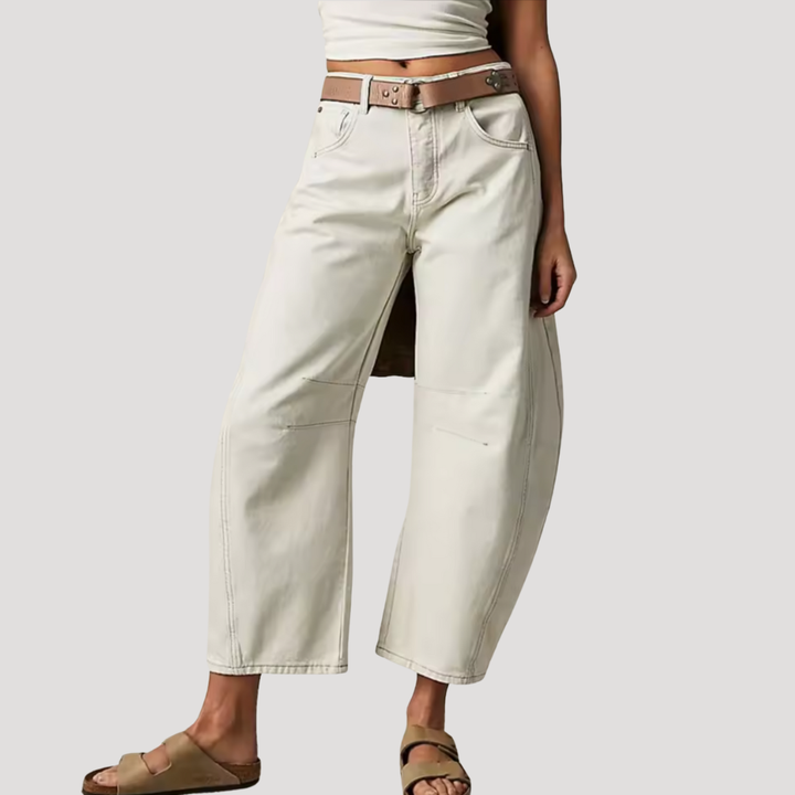 Isadora | Women's Leopard Print Barrel Leg Wide Jeans