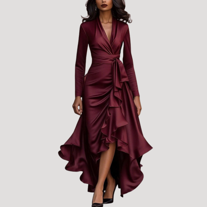 Juliana | Women's Long Sleeve Wrap Evening Dress