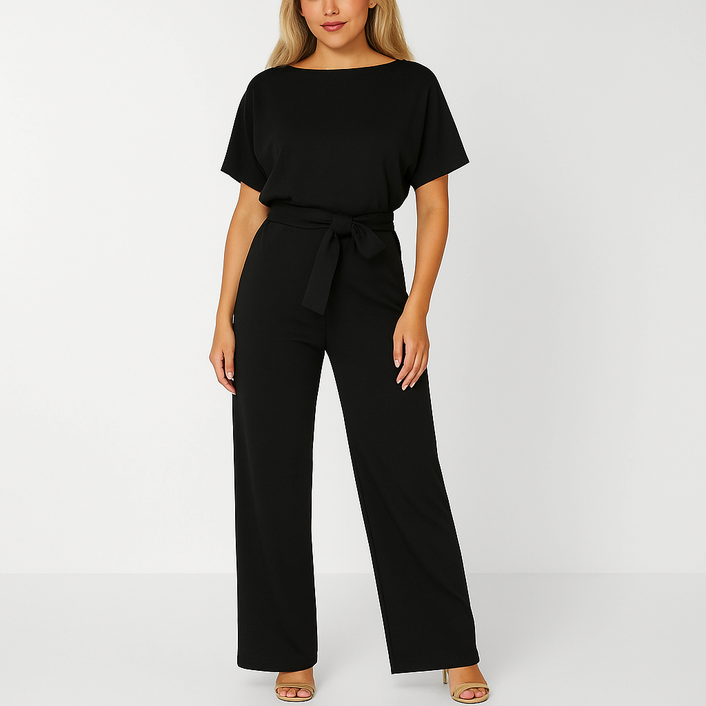 Lena | Women's Batwing Short Sleeve Belted Jumpsuit