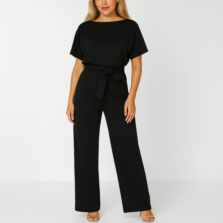 Lena | Women's Batwing Short Sleeve Belted Jumpsuit