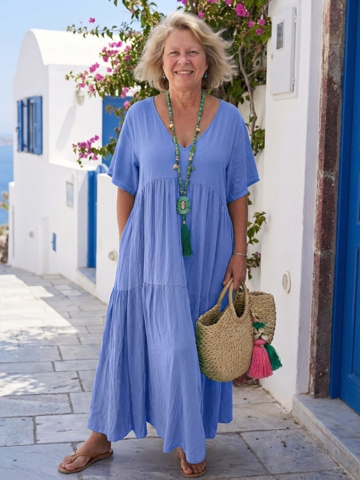 Melody | Women's Short Sleeve Tiered Maxi Dress