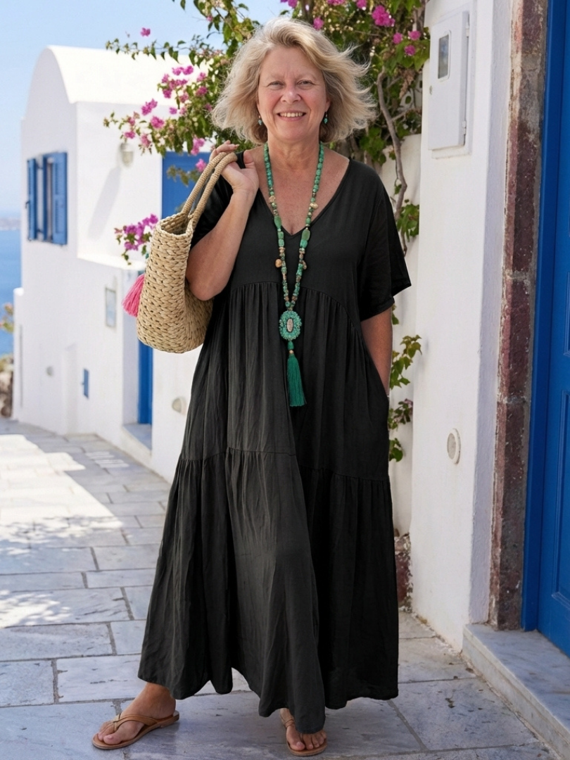 Melody | Women's Short Sleeve Tiered Maxi Dress