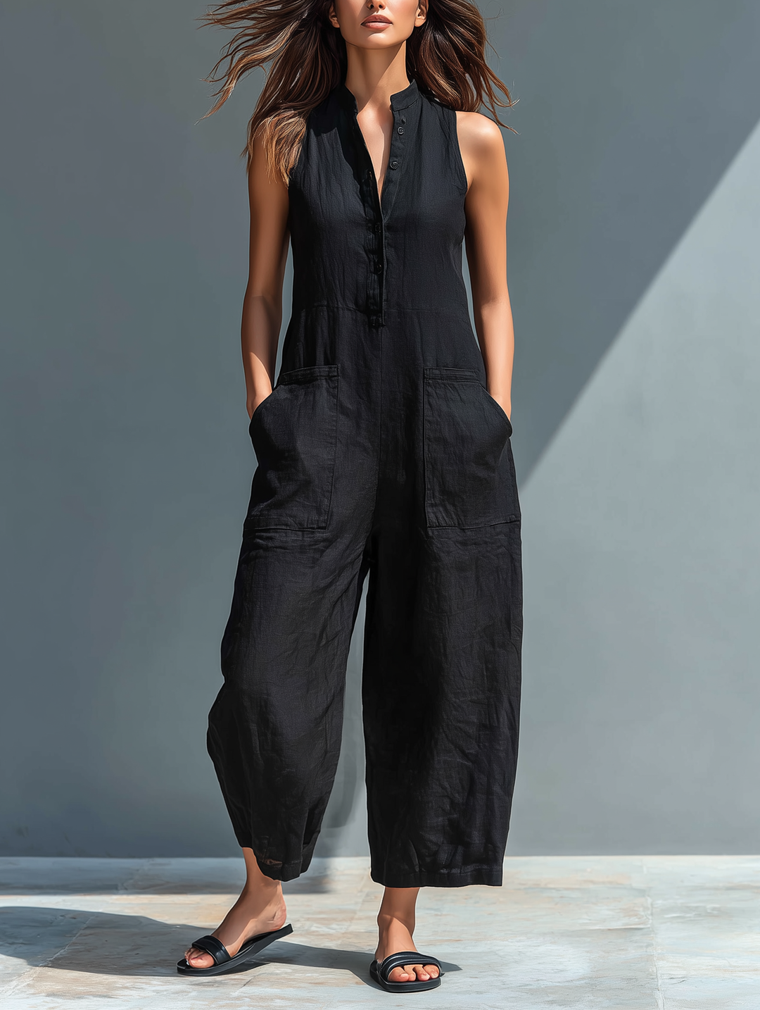 Naomi | Women's Sleeveless Wide Leg Jumpsuit