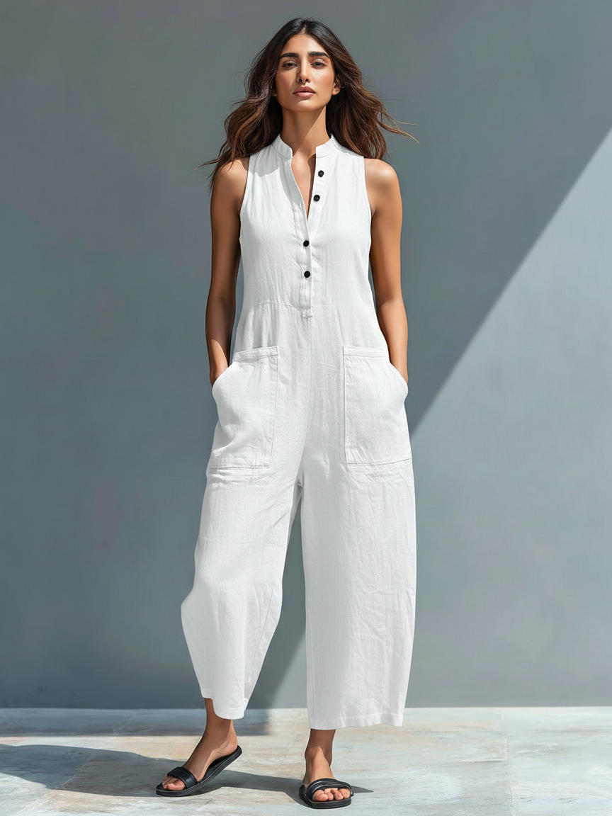 Naomi | Women's Sleeveless Wide Leg Jumpsuit