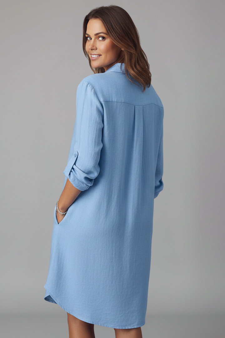 Saskia | Women's Long Sleeve Button Front Shirt Dress