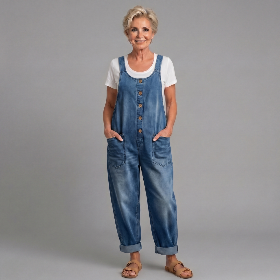Winifred | Women's Wide Leg Button Front Overalls