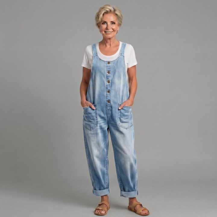 Winifred | Women's Wide Leg Button Front Overalls